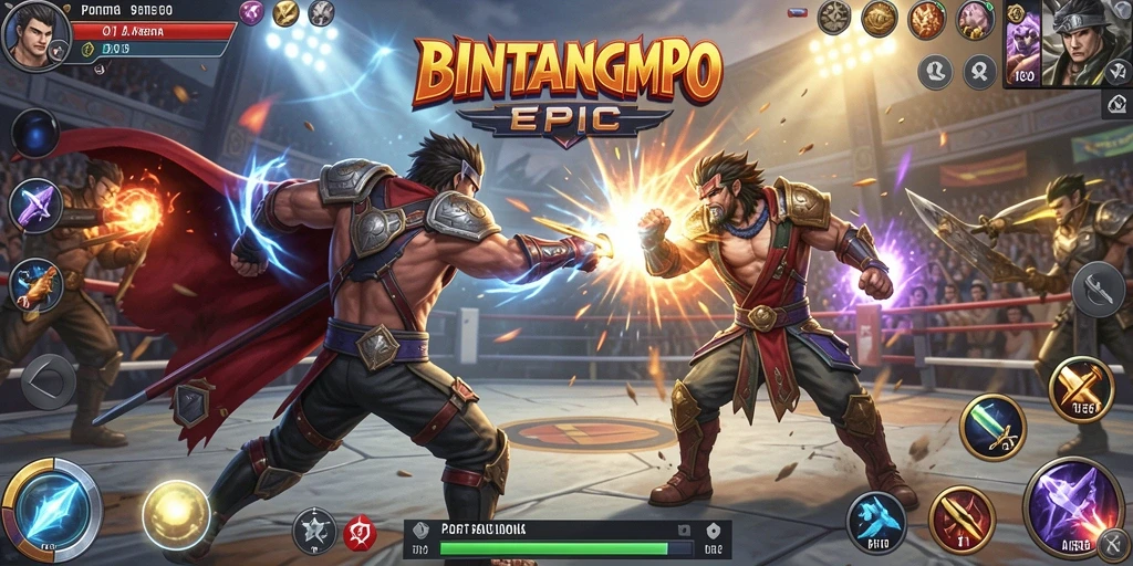 Screenshot gameplay BINTANGMPO menampilkan pertarungan yang seru dan dinamis.