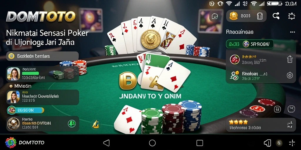 Gameplay menarik poker di DOMTOTO dengan suasana kasino.