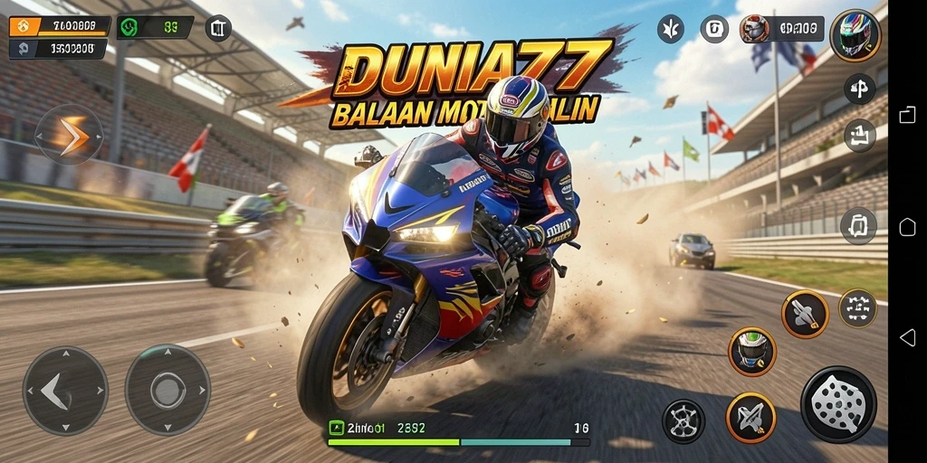 Gameplay DUNIA77 yang mendebarkan dan penuh aksi balap motor.