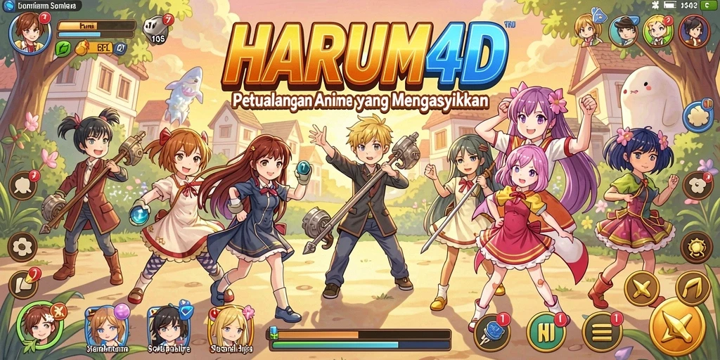 Tampilan gameplay Anime yang penuh warna dan dinamis.