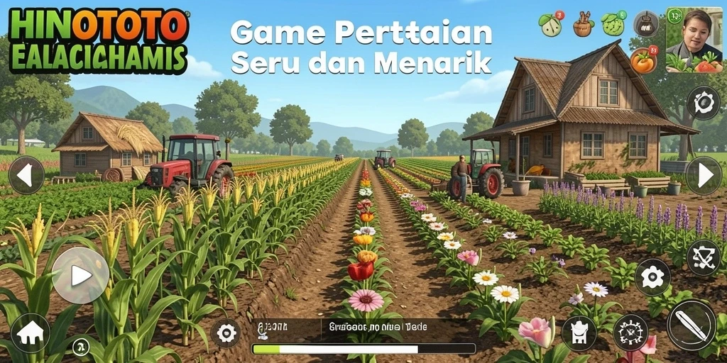 Tangkapan layar HINOTOTO menampilkan kebun yang rimbun dan aktif.