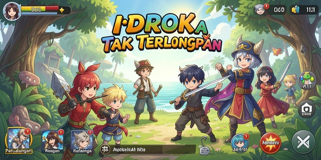 Tampilan gameplay seru di dunia Anime yang penuh warna.