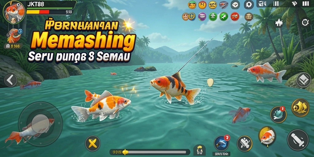 Tampilan screenshot <strong>JKT88</strong> yang menampilkan momen seru saat memancing ikan.