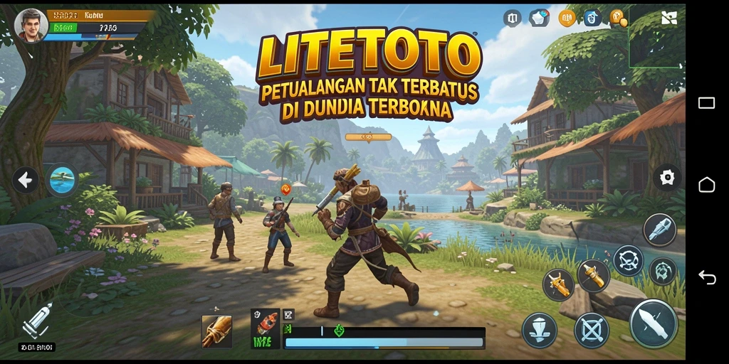 Screenshot gameplay di LITETOTO yang menunjukkan petualangan di dunia terbuka.