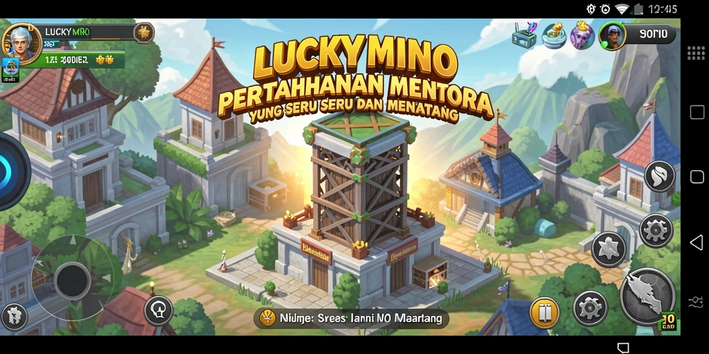 Tampilan menara dan musuh dalam LUCKYMINO.