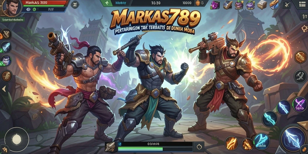 Tampilan gameplay seru di MARKAS789 dengan aksi MOBA intens.