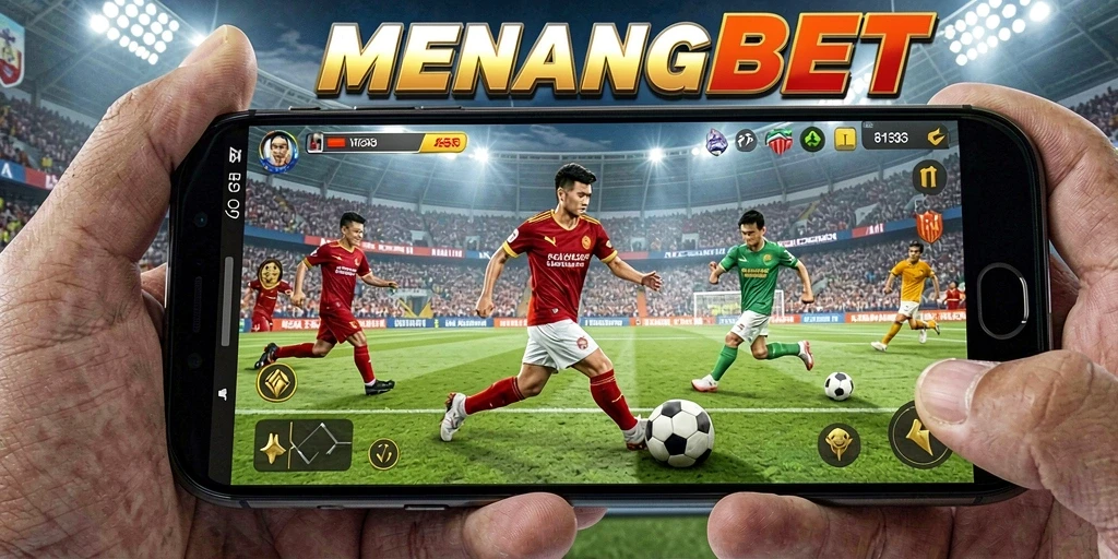 Tampilan gameplay seru di MENANGBET dengan aksi sepak bola yang mendebarkan.