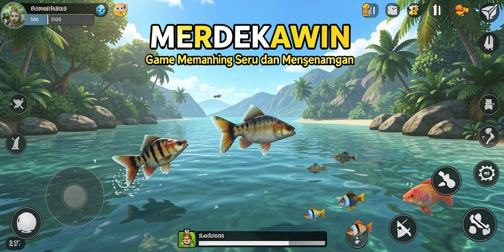 Tampilan menarik dari gameplay saat memancing di MERDEKAWIN.