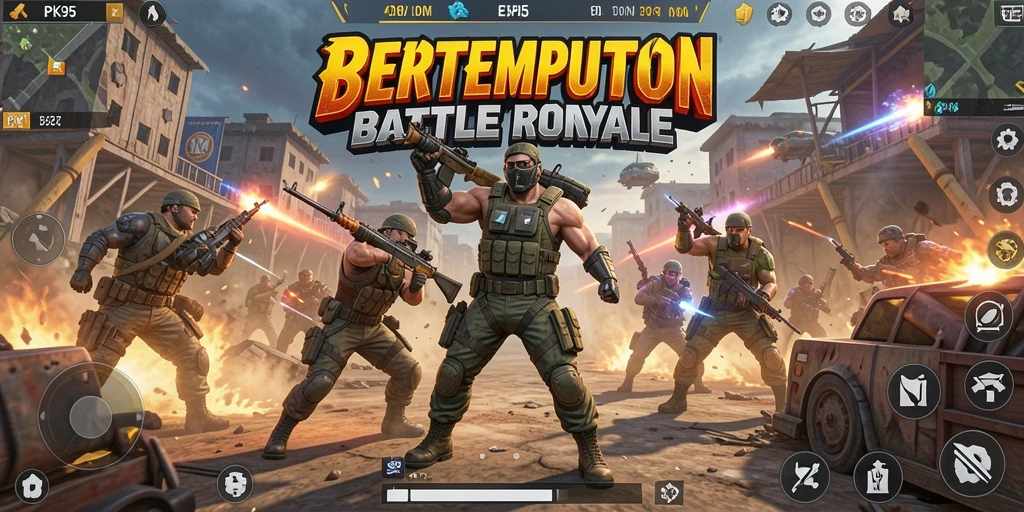 Screenshot gameplay PK95 yang menampilkan aksi pertempuran seru.