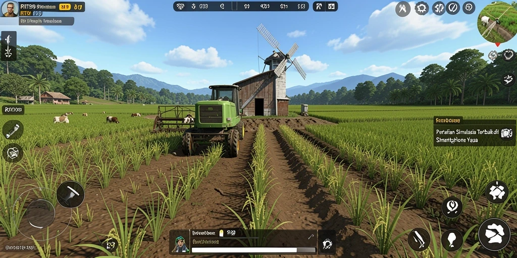 Tampilan gameplay RT99 yang menyenangkan saat bertani.