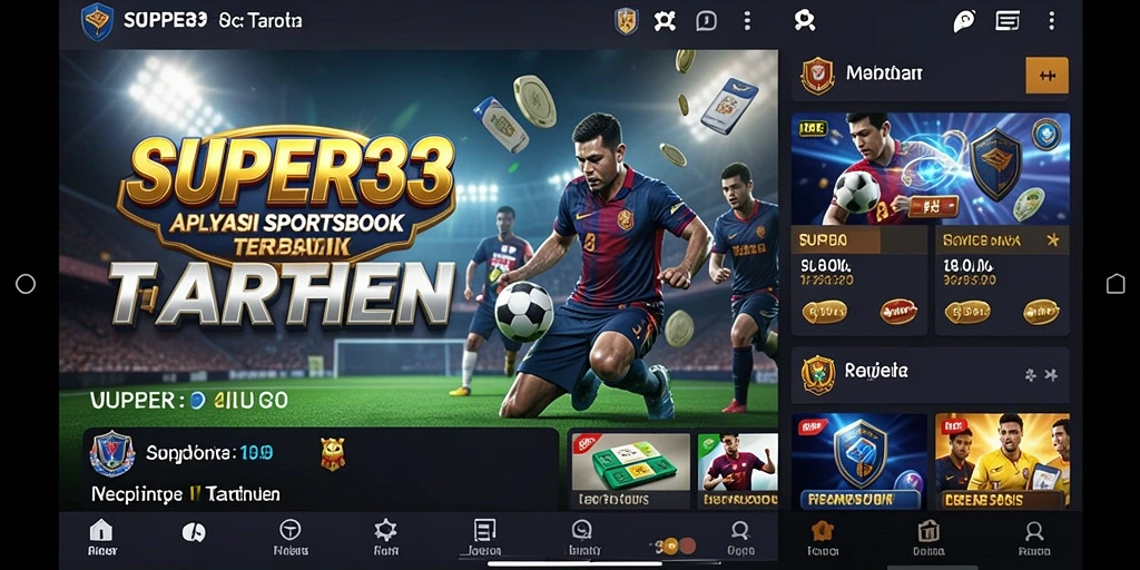 Tampilan antarmuka aplikasi SUPER33 yang menarik dan modern.