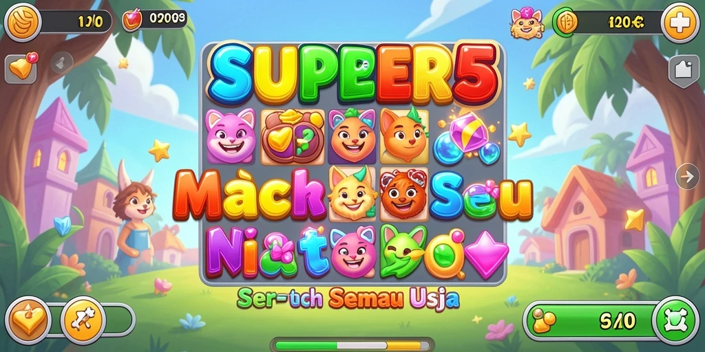 Screenshot gameplay <strong>SUPER5</strong> menampilkan aksi mencocokkan warna yang seru.