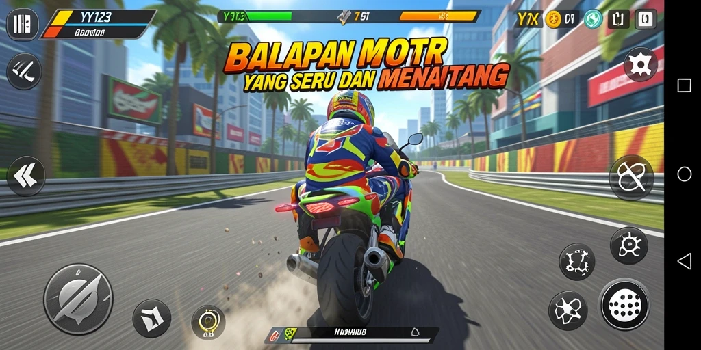 Tampilan menarik dari gameplay balapan motor di YY123.